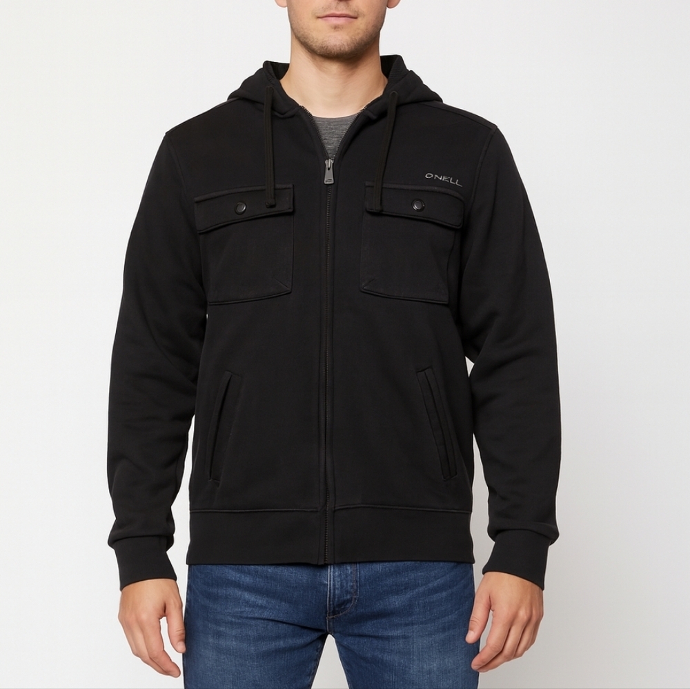 O'Neill Mens Sherpa-Lined Utility Hoodie Black Streetwear Essential S